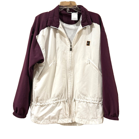 Vintage Nike Challenge Court Womens Full Zip 90s Jacket Maroon White L - Picture 1 of 11